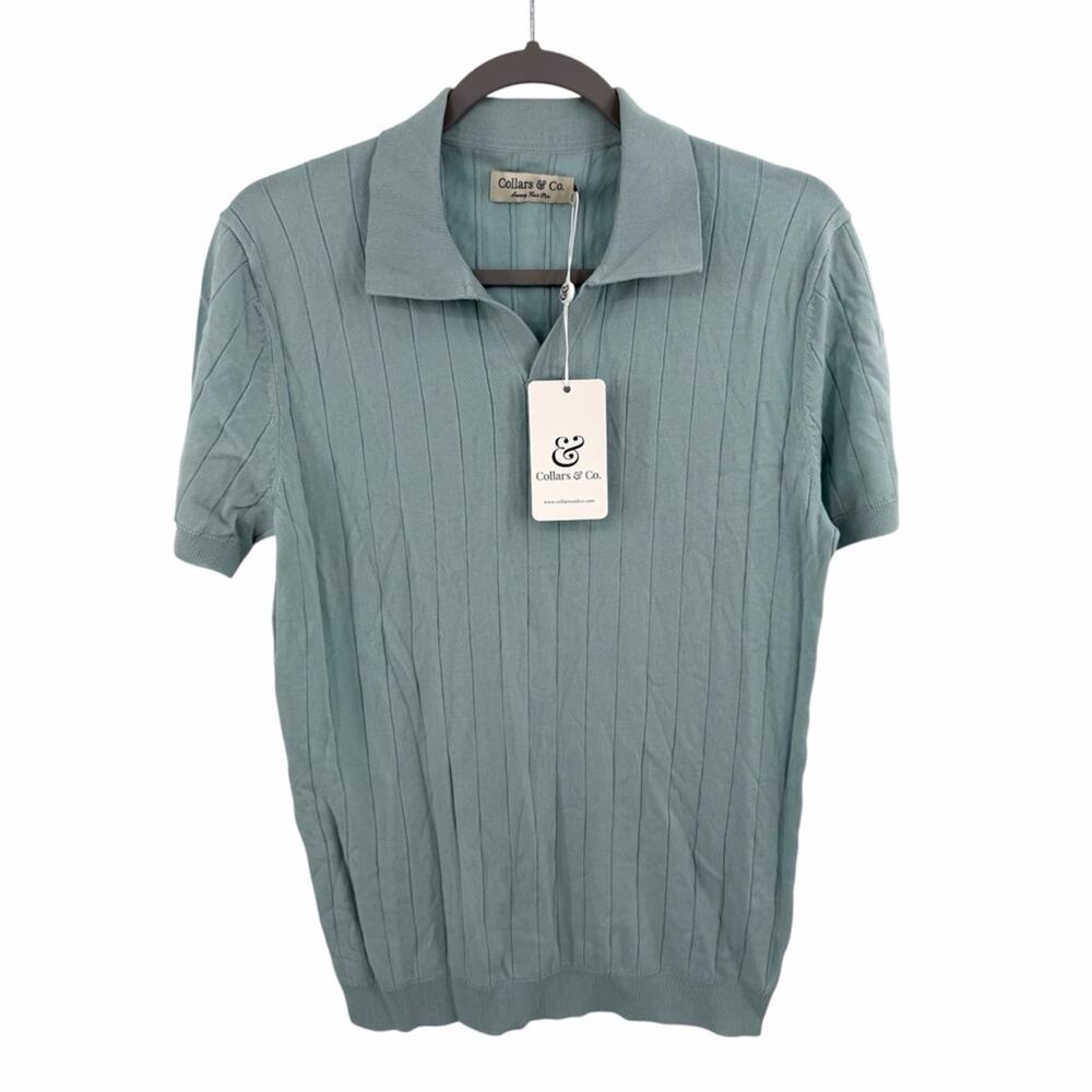 Collars & Co Luxury Knit Sweater Polo in sage green Size S